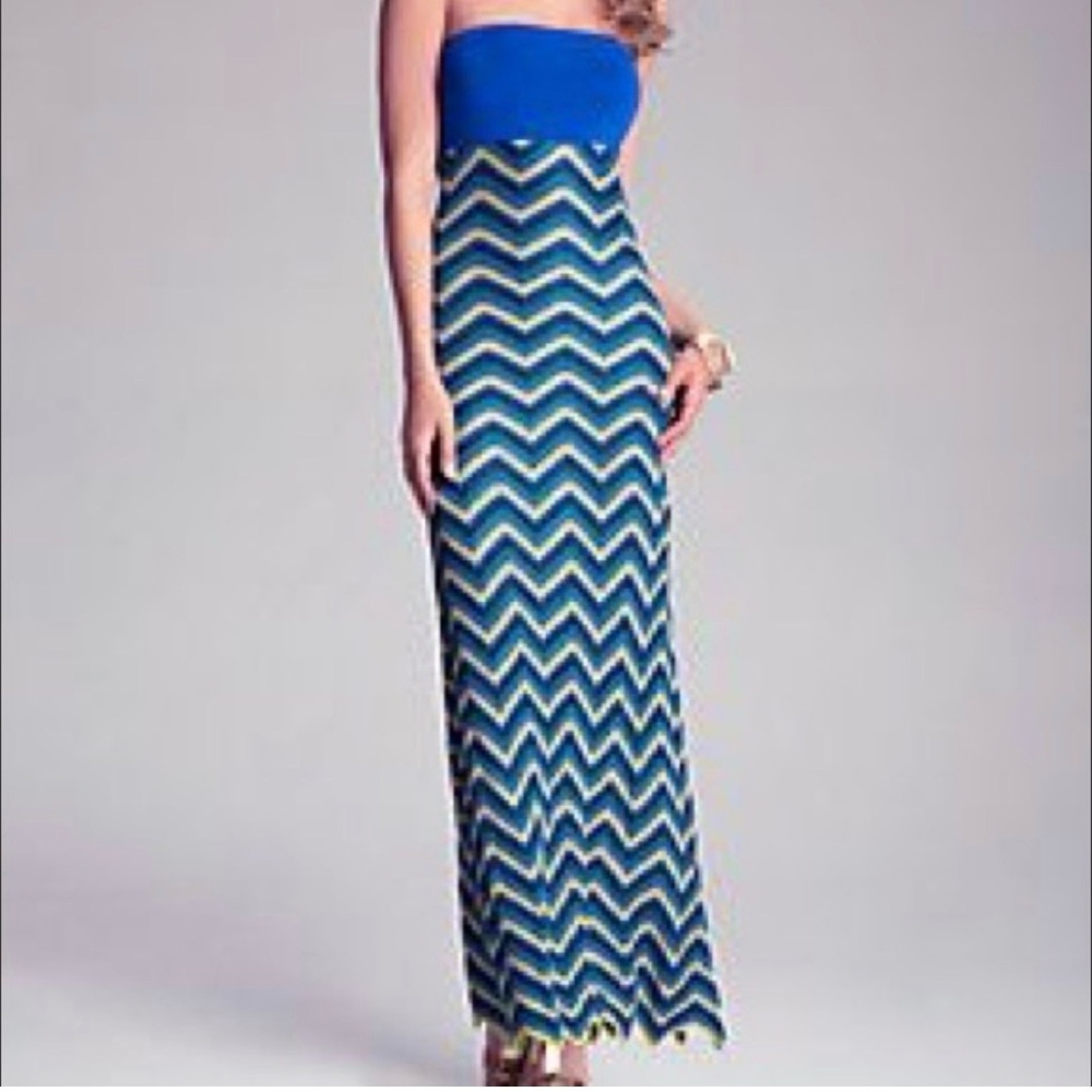 Bebe Strapless Chevron Maxi Dress